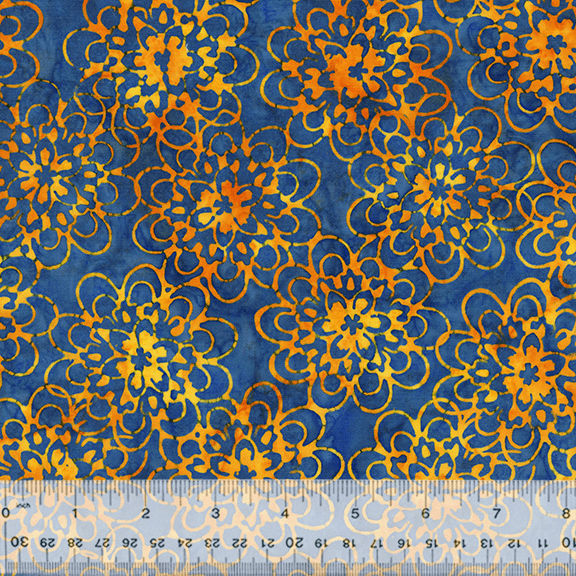 Morocco Mums Blue - 2595Q - X - Anthology Fabrics - Nebraska Quilt Company - Morocco Mums Blue - 2595Q - X - Anthology Fabrics