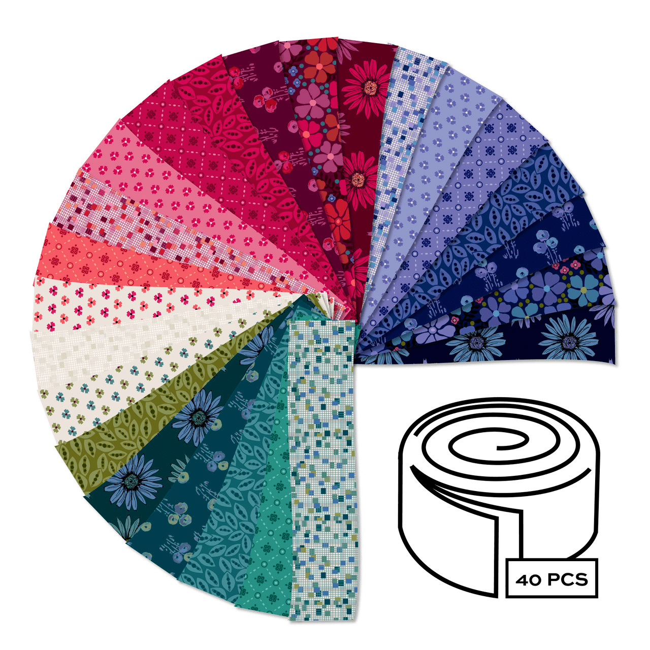 Mystic Meadow 2.5" Strips Multi 40 Pieces - Nebraska Quilt Company - Mystic Meadow 2.5" Strips Multi 40 Pieces
