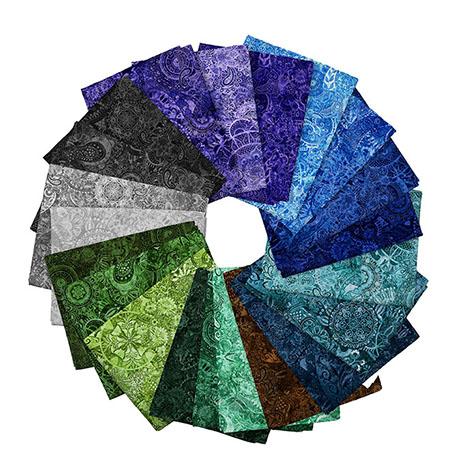 Mystique Fat Quarter Bundle Multi Cool 21 Pieces - Nebraska Quilt Company - Mystique Fat Quarter Bundle Multi Cool 21 Pieces