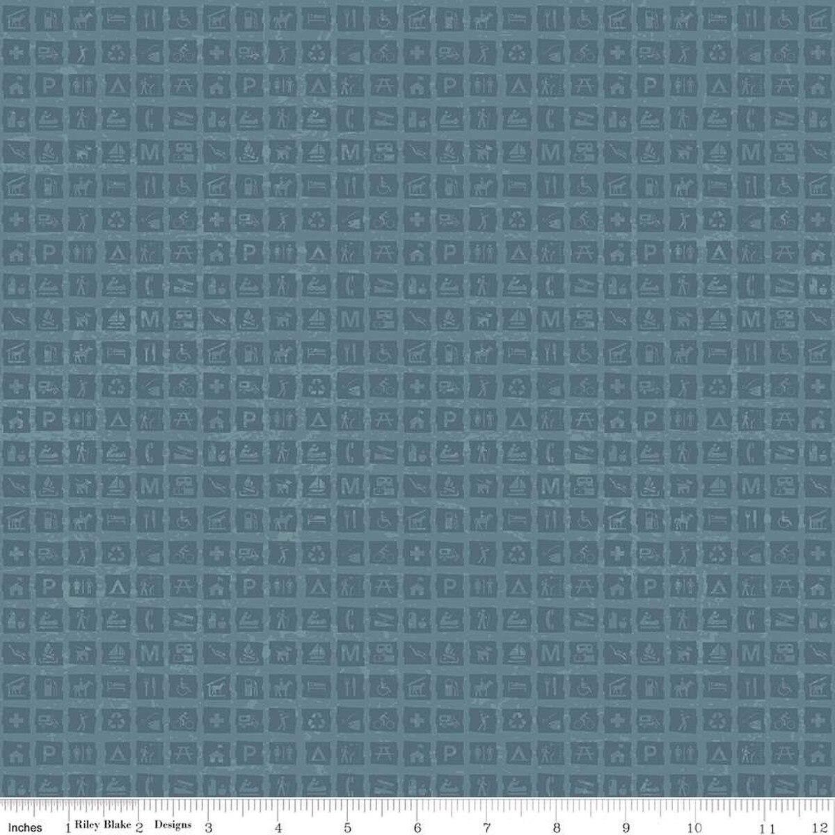 National Parks Signs Blue - C13294 - BLUE - Riley Blake Designs - Nebraska Quilt Company - F2401644