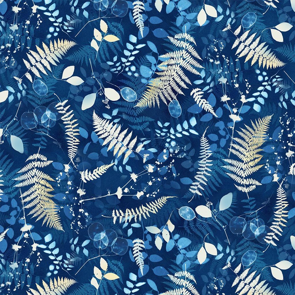 Naturescape Digital Ferns Light Navy Blue - Y4654 - 93 - Clothworks - Nebraska Quilt Company - F251189