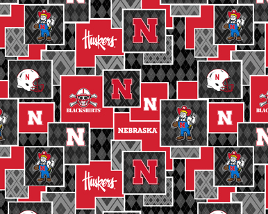 NCAA - Nebraska Argyle Boxes - NE1371 - Sykel Enterprises - Nebraska Quilt Company - NCAA - Nebraska Argyle Boxes - NE1371 - Sykel Enterprises