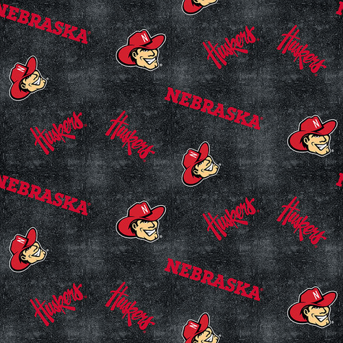 NCAA Nebraska Distressed Logo Flannel - Nebraska Quilt Company - NCAA Nebraska Distressed Logo Flannel