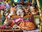 Night Kittens Puzzle 500 Pieces - Nebraska Quilt Company - PUB261806