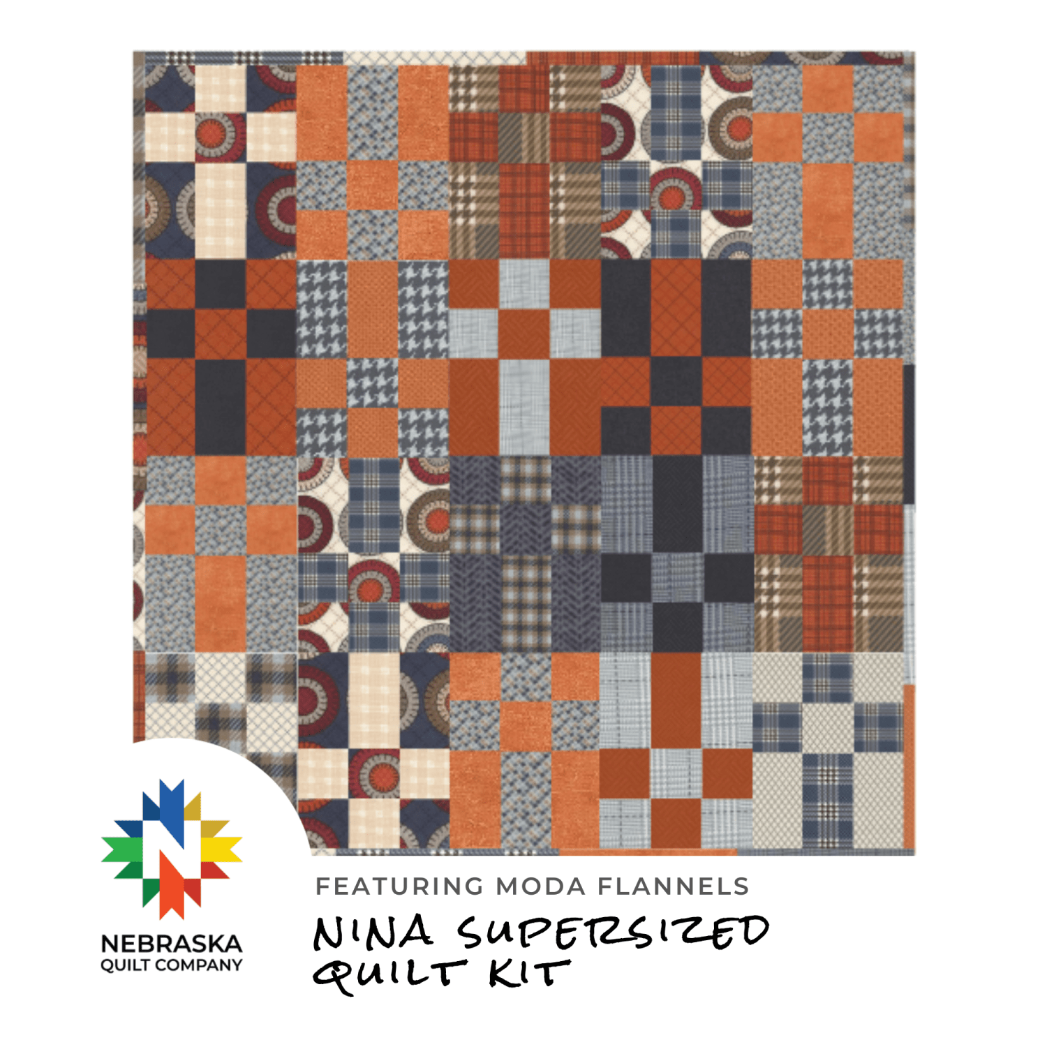 Nina Supersized Quilt Kit featuring Moda Flannels - Nebraska Quilt Company - Nina Supersized Quilt Kit featuring Moda Flannels