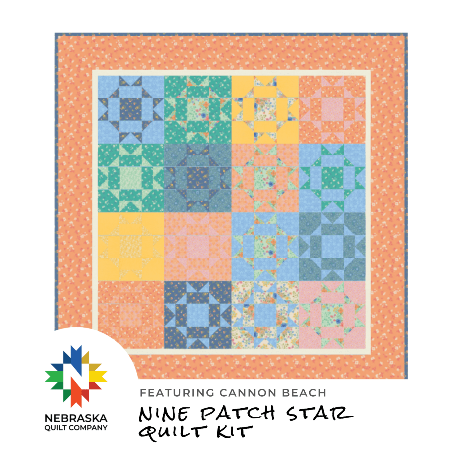 Nine Patch Star Quilt Kit Featuring Cannon Beach - Nebraska Quilt Company - K261414