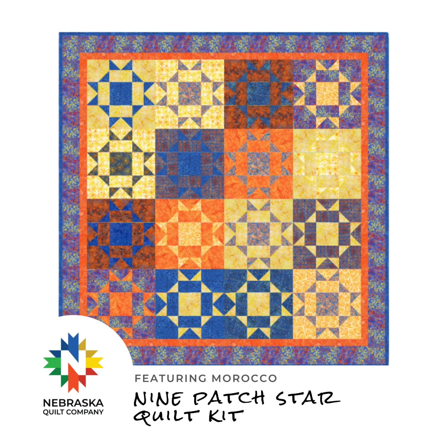Nine Patch Star Quilt Kit Featuring Morocco - Nebraska Quilt Company - K262012