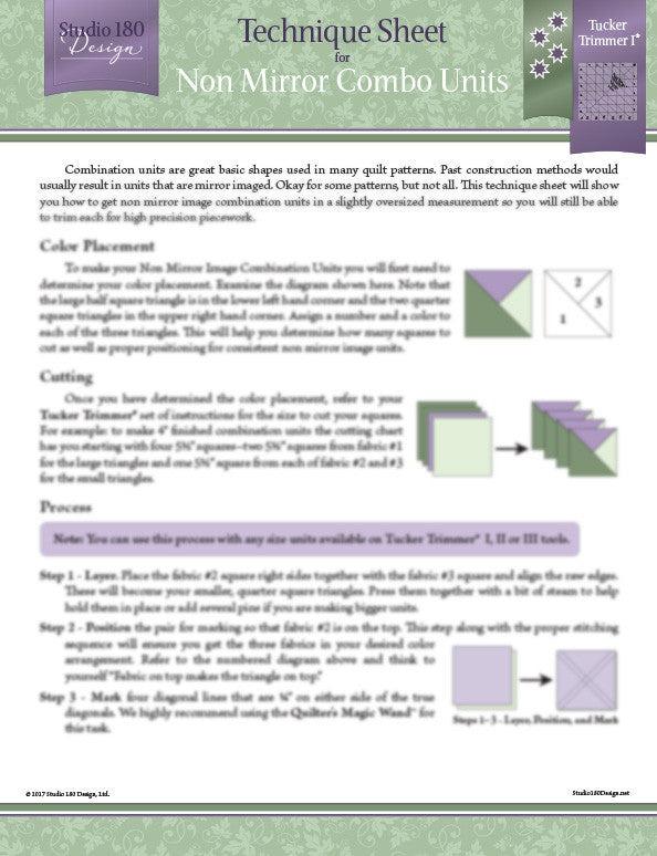 Non Mirror Combo Technique Sheet - Nebraska Quilt Company - PUB251454