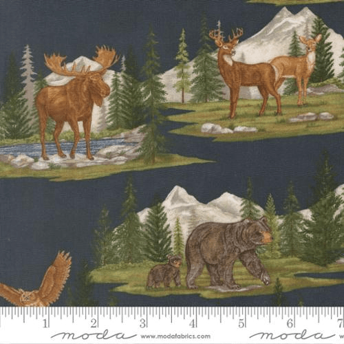 Northwoods Lodge Allover Landscape and Nature Midnight - 56190 17 - Moda Fabrics - Nebraska Quilt Company - F261909