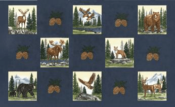 Northwoods Lodge Panel Midnight 24" x 44" - Nebraska Quilt Company - PAN261883