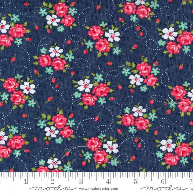 One Fine Day Flowers Navy - Nebraska Quilt Company - F85706
