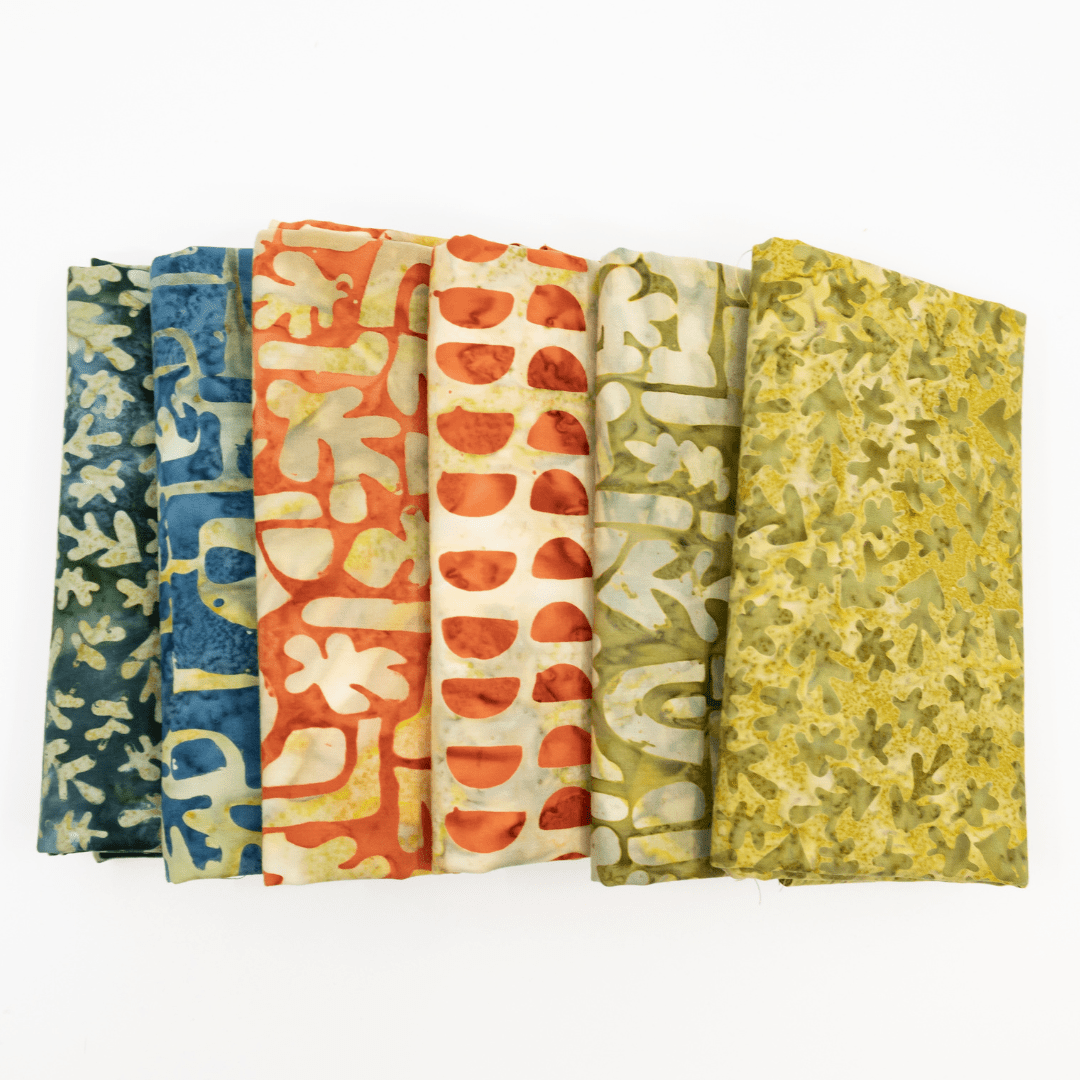 Organics Batiks Half Yard Bundle Multi v.1 6 Pieces - Nebraska Quilt Company - Organics Batiks Half Yard Bundle Multi v.1 6 Pieces