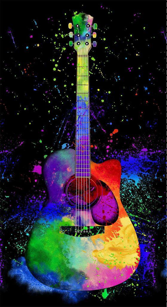 Painted Guitar Panel 24" x 40" - Nebraska Quilt Company - PAN251160