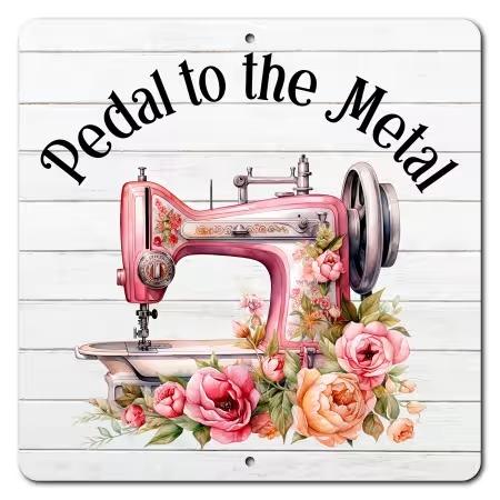 Pedal to the Metal Aluminum Wall Sign - 12" x 12" - Nebraska Quilt Company - N2502193