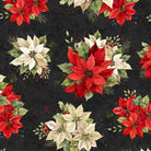 Poinsettia Radiance Poinsettia Bouquets Black - W110 - 007 - 730 - White Owl Textiles - Nebraska Quilt Company - F261037