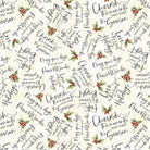 Poinsettia Radiance Word Toss Cream - W110 - 010 - 076 - White Owl Textiles - Nebraska Quilt Company - F261042