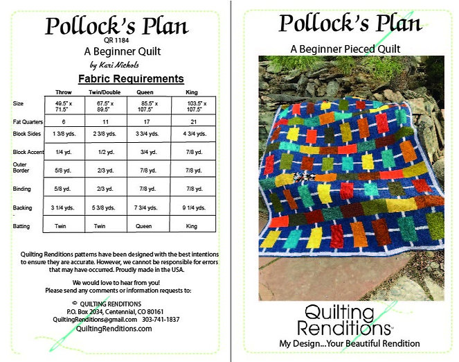 Pollock's Plan Pattern - Nebraska Quilt Company - PUB07627