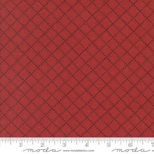 Prairie Gatherings Flannels Stitched Grid Blenders Brick Red - 49315 20F - Moda Fabrics - Nebraska Quilt Company - Prairie Gatherings Flannels Stitched Grid Blenders Brick Red - 49315 20F - Moda Fabrics