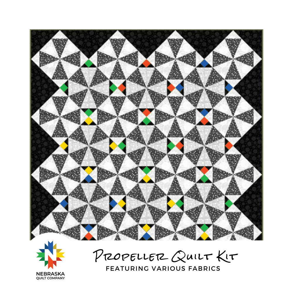 Propeller Quilt Kit Featuring Various Fabrics - Nebraska Quilt Company - K250642