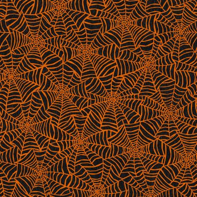 Pumpkin Grove Spider Webs Black and Orange - MAS11183 - JO - Maywood Studio - Nebraska Quilt Company - F261220