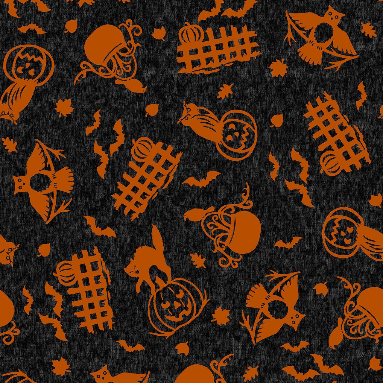 Pumpkin Grove Spooky Pumpkins Fences Black and Orange - MAS11181 - JO - Maywood Studio - Nebraska Quilt Company - F261229