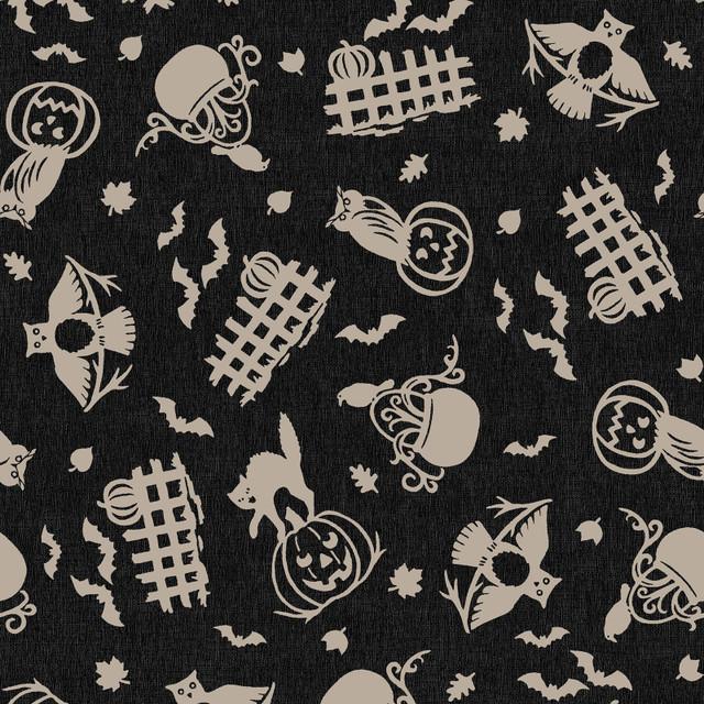 Pumpkin Grove Spooky Pumpkins Fences Black and Tan - MAS11181 - JT - Maywood Studio - Nebraska Quilt Company - F261228