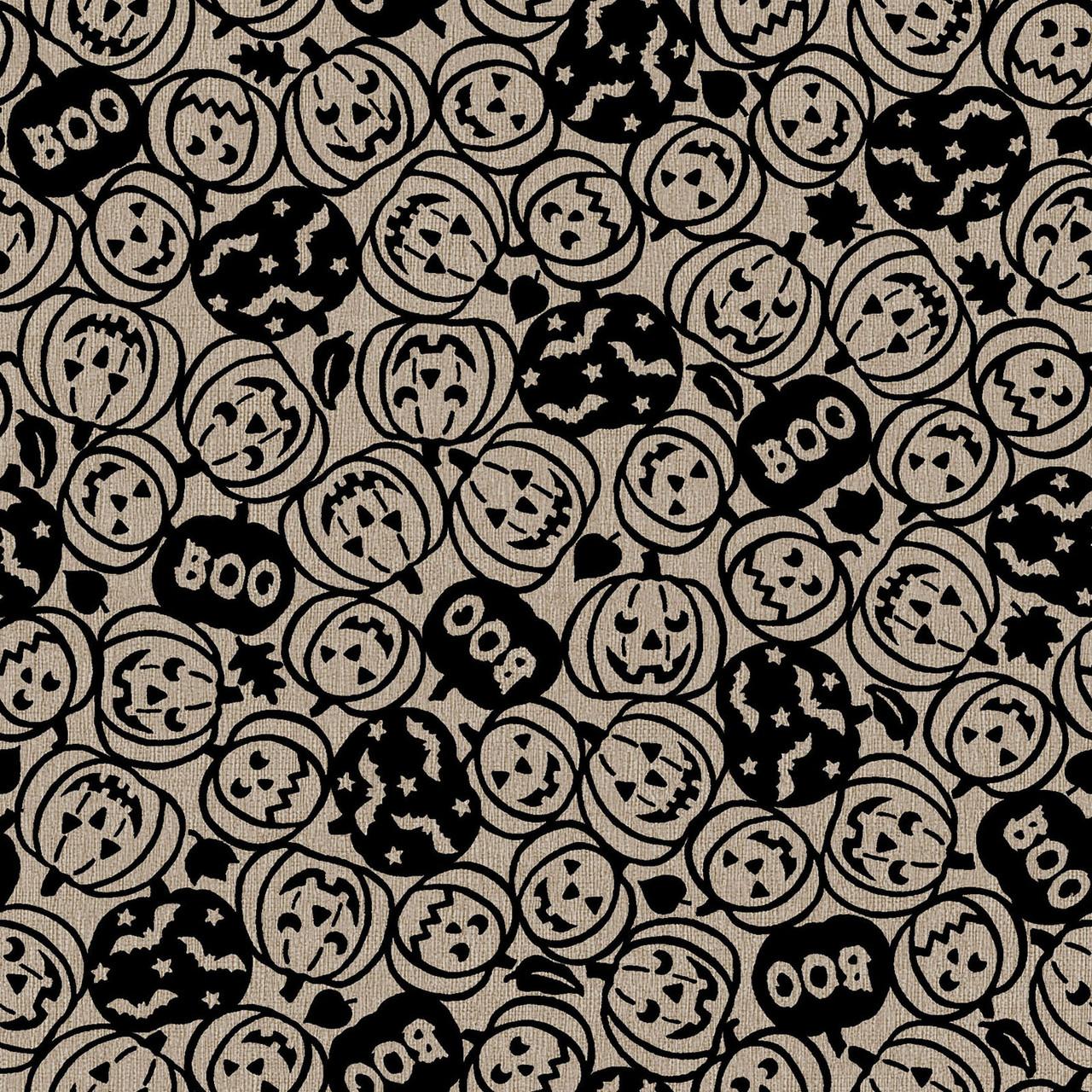 Pumpkin Grove Spooky Pumpkins Tan and Black - MAS11182 - TJ - Maywood Studio - Nebraska Quilt Company - F261222