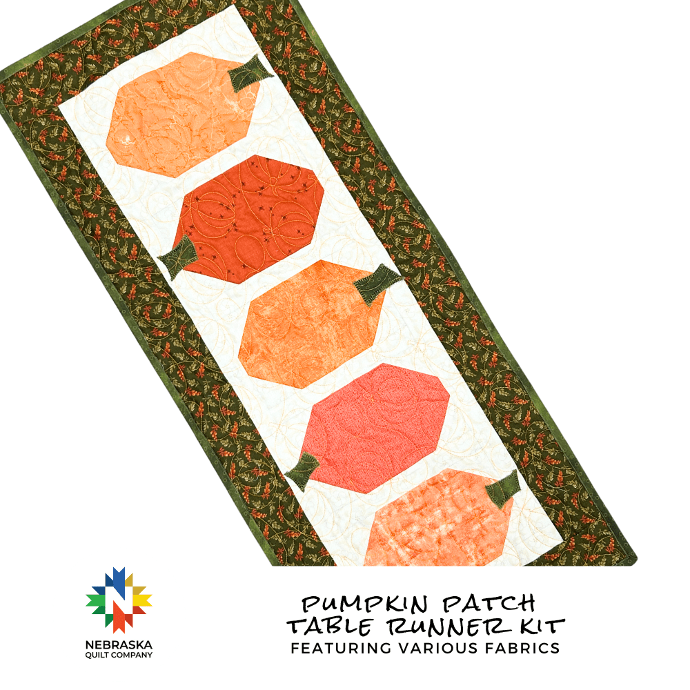 Pumpkin Patch Table Runner Kit Featuring Various Fabric - Nebraska Quilt Company - K2501572