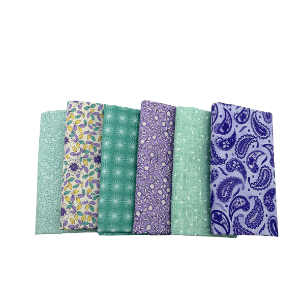 Purple and Teal Half Yard Bundle Multi 6 Pieces - Nebraska Quilt Company - PC261343