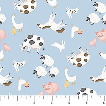 Quack Quack Moo Animal Toss Blue - 27819 - 42 - Northcott Fabrics - Nebraska Quilt Company - F2402079