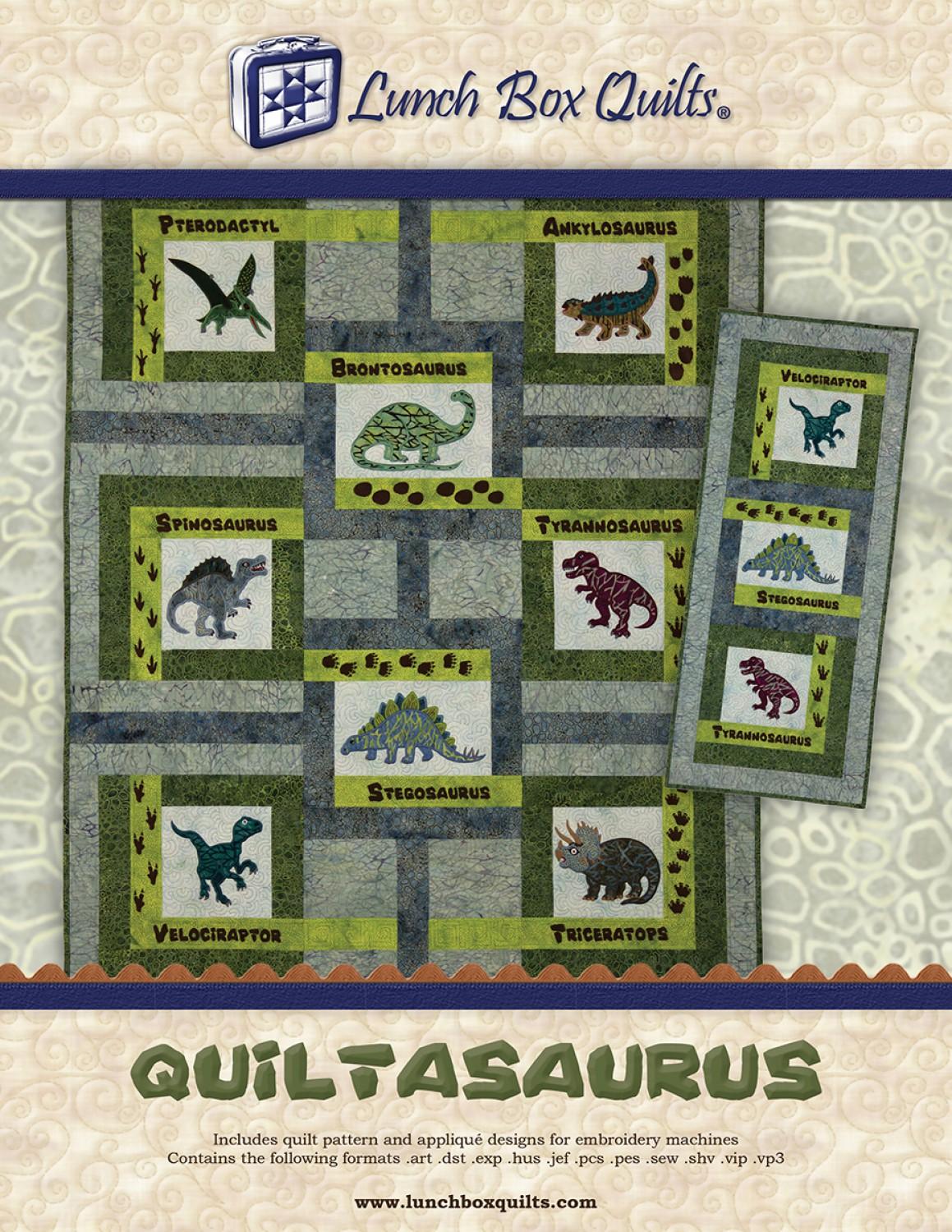 Quiltasaurus with CD Machine Embroidery Quilt Pattern - Nebraska Quilt Company - PUB19462
