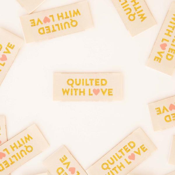 Quilted with Love Gold Woven Labels - Nebraska Quilt Company - N2502158