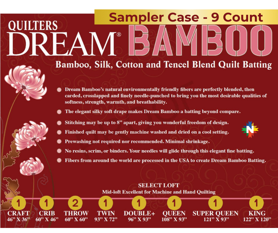 Quilters Dream Bamboo Batting Sampler Case 9 Pieces - Nebraska Quilt Company - Quilters Dream Bamboo Batting Sampler Case 9 Pieces