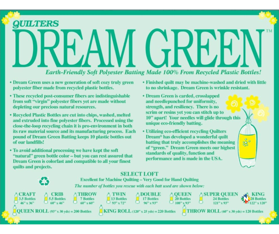 Quilters Dream Green Select Batting 122" x 120" King - Nebraska Quilt Company - BB00018