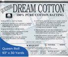 Quilters Dream Natural Cotton Request Batting Queen Roll 93" x 30 Yards - Nebraska Quilt Company - BRN3QR