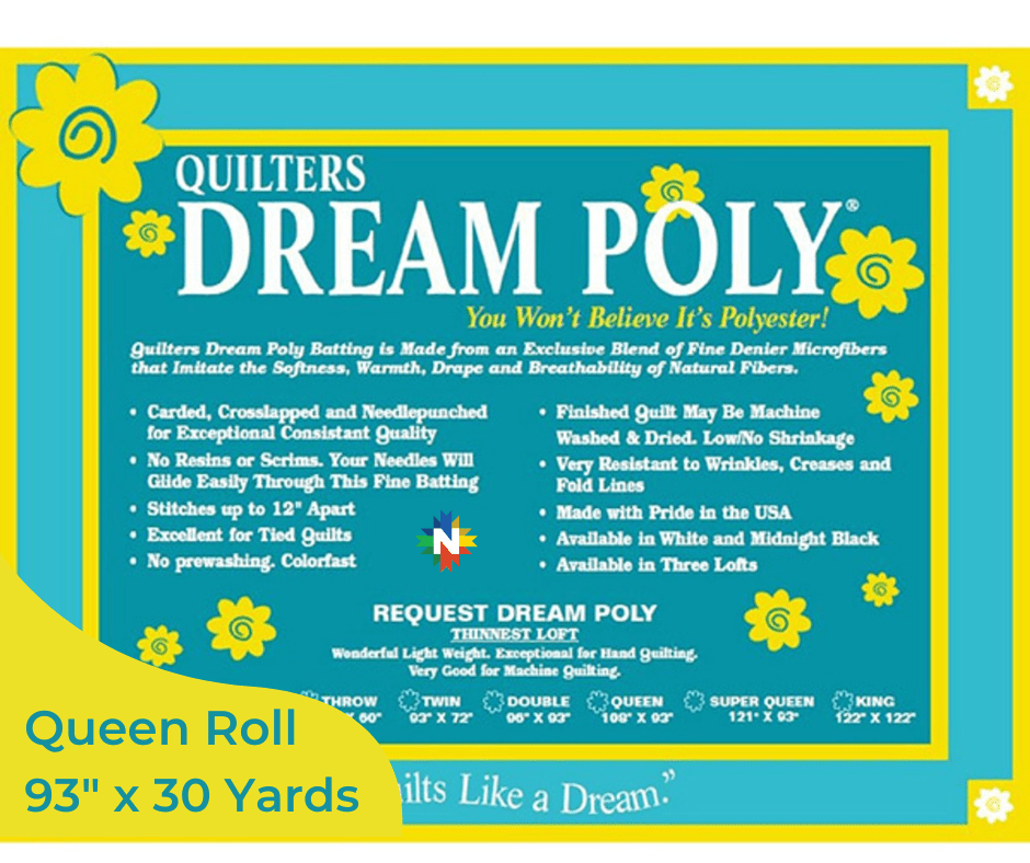 Quilters Dream Poly Request Batting Queen Roll 93" x 30 Yards - Nebraska Quilt Company - Quilters Dream Poly Request Batting Queen Roll 93" x 30 Yards