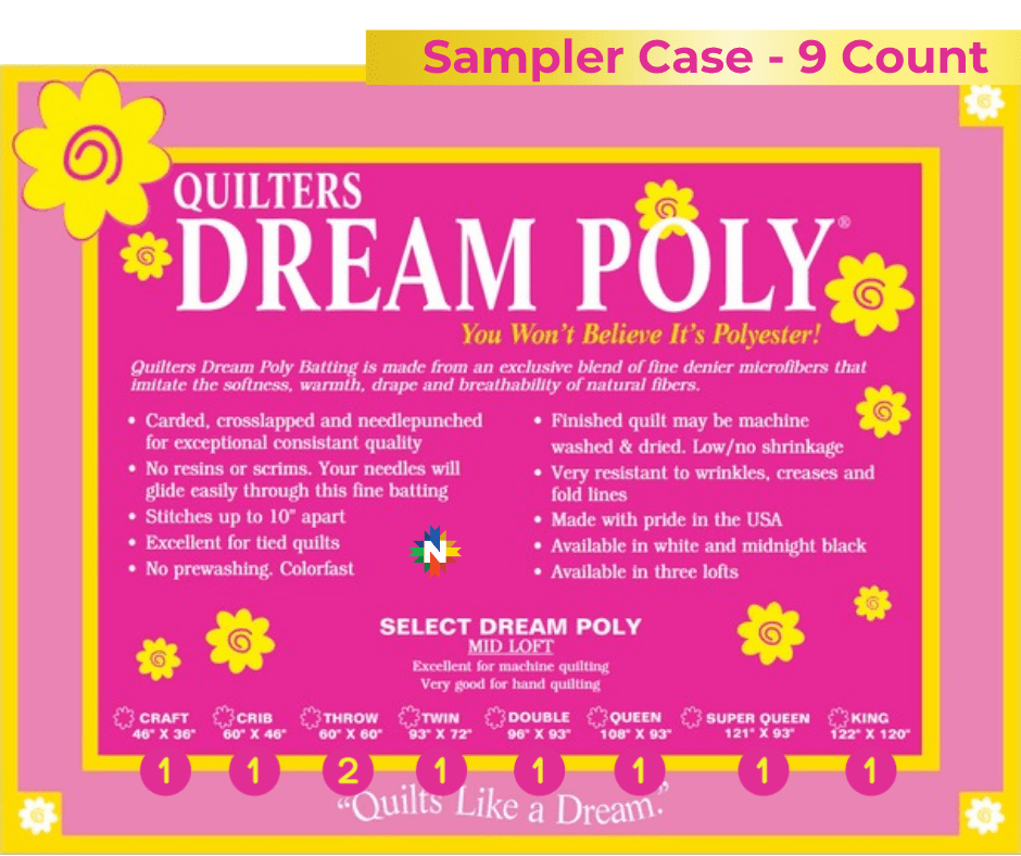 Quilters Dream Poly Select Batting Sampler Case 9 Pieces - Nebraska Quilt Company - Quilters Dream Poly Select Batting Sampler Case 9 Pieces