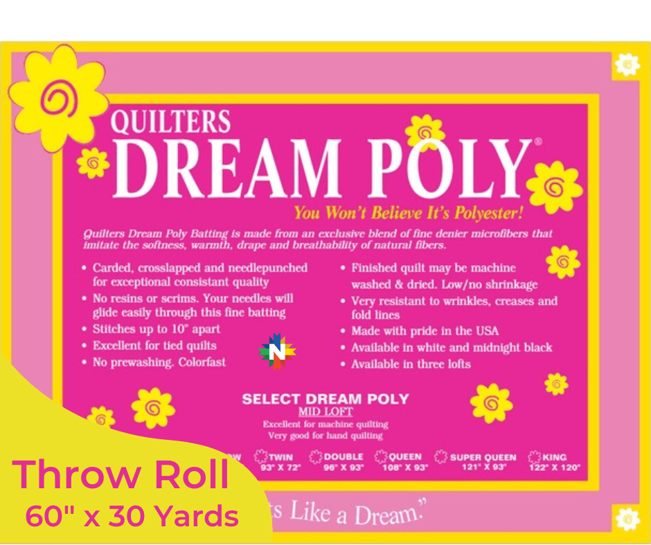 Quilters Dream Poly Select Batting Throw Roll 60" x 30 Yards - Nebraska Quilt Company - Quilters Dream Poly Select Batting Throw Roll 60" x 30 Yards