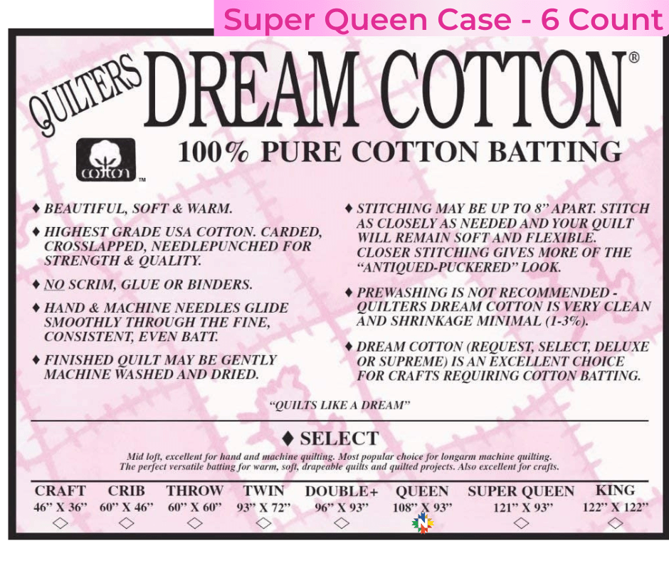 Quilters Dream White Cotton Select Batting Super Queen Case 6 Pieces - Nebraska Quilt Company - Quilters Dream White Cotton Select Batting Super Queen Case 6 Pieces