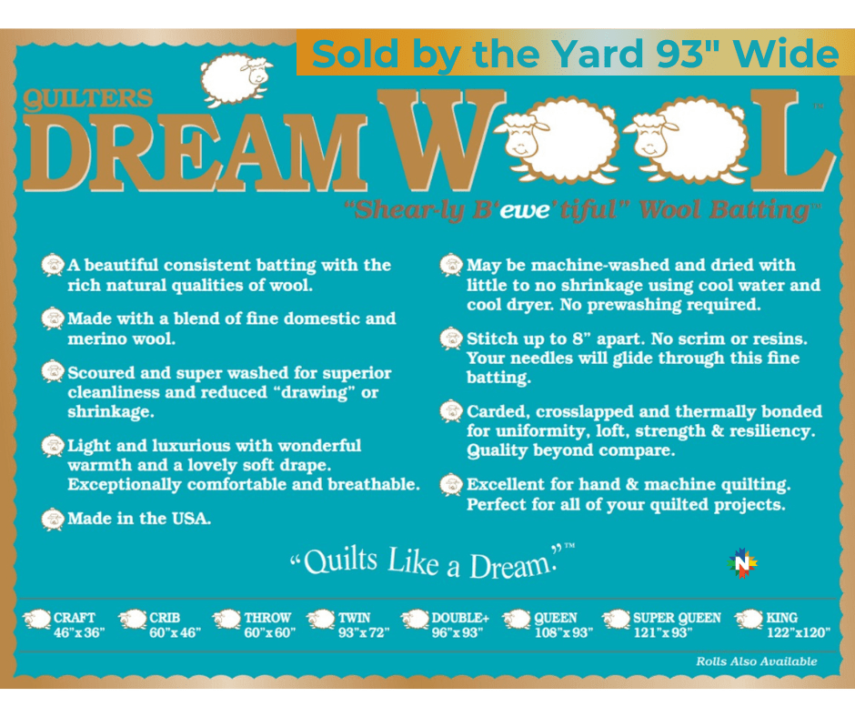 Quilters Dream Wool Batting 93" Wide by the Yard - Nebraska Quilt Company - BY2502001