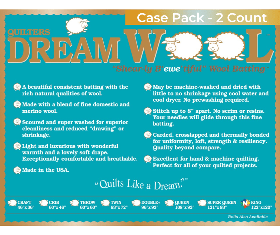 Quilters Dream Wool Batting King Case 2 Pieces - Nebraska Quilt Company - Quilters Dream Wool Batting King Case 2 Pieces