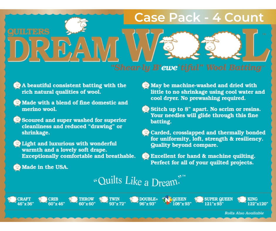 Quilters Dream Wool Batting Queen Case 4 Pieces - Nebraska Quilt Company - Quilters Dream Wool Batting Queen Case 4 Pieces
