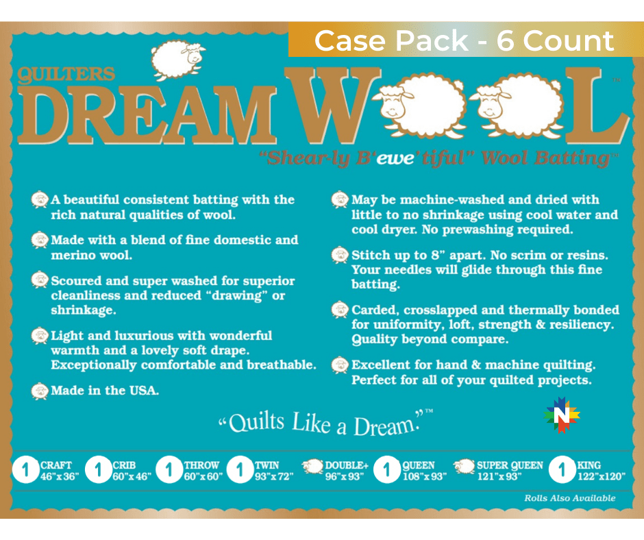 Quilters Dream Wool Batting Sampler Case 6 Pieces - Nebraska Quilt Company - Quilters Dream Wool Batting Sampler Case 6 Pieces