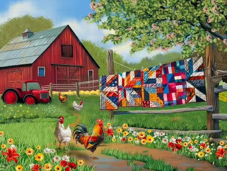 Quilts on the Farm Puzzle 500 Pieces - Nebraska Quilt Company - N2502205