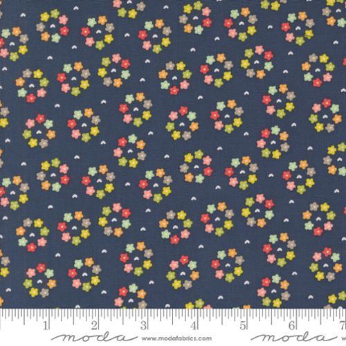 Raspberry Summer Rosy Small Floral Blueberry Dark Blue - 37695 20 - Moda Fabrics - Nebraska Quilt Company - Raspberry Summer Rosy Small Floral Blueberry Dark Blue - 37695 20 - Moda Fabrics