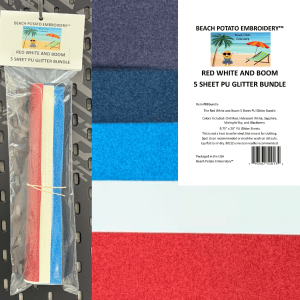 Red White & Boom Sparkles Glitter Sheet Bundle 5pk - Nebraska Quilt Company - N260199