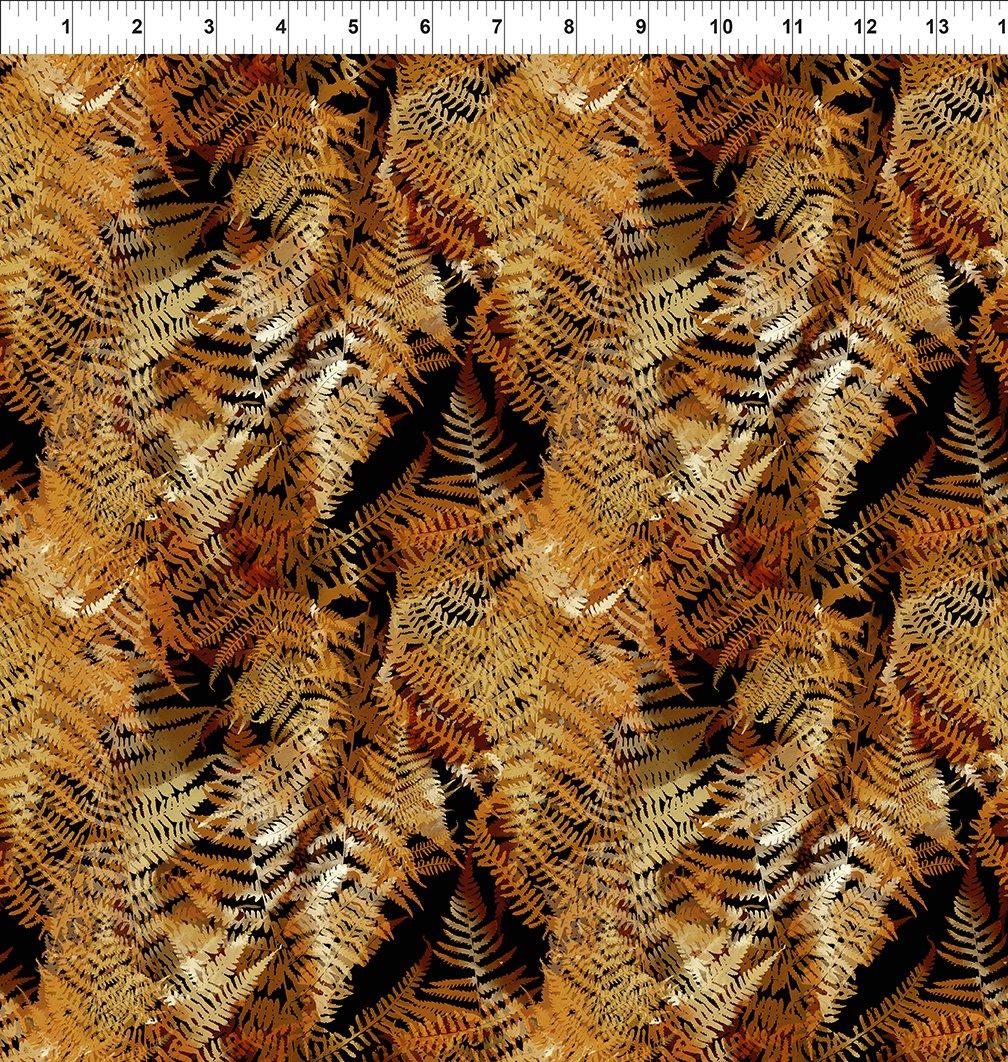 Reflections of Autumn Ferns Gold - 1 Yard Left - Verified! - Nebraska Quilt Company - F01376