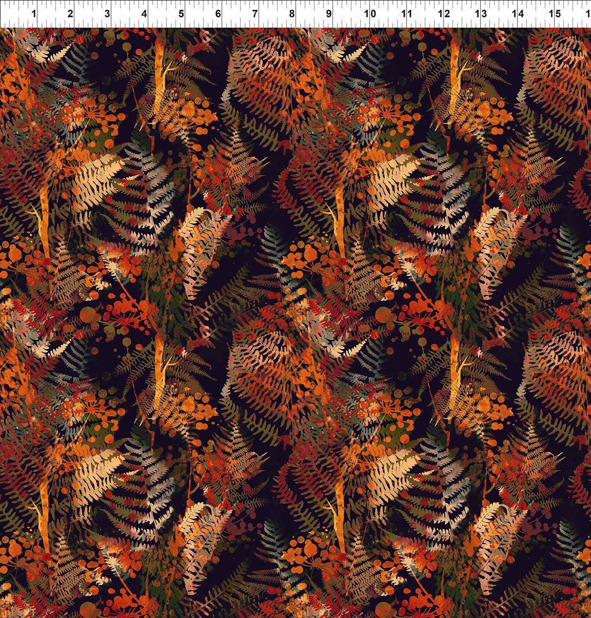 Reflections of Autumn Shadow Ferns Multi - 1 Yard Left - Verified! - Nebraska Quilt Company - F01370