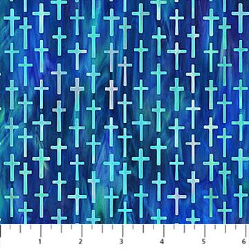 Risen Small Cross Blue Multi - DP28663 - 48 - Northcott Fabrics - Nebraska Quilt Company - F251573