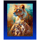 Roar Of The Pride Lioness & Cubs Royal Blue Panel 36" x 40" - Nebraska Quilt Company - PAN251244